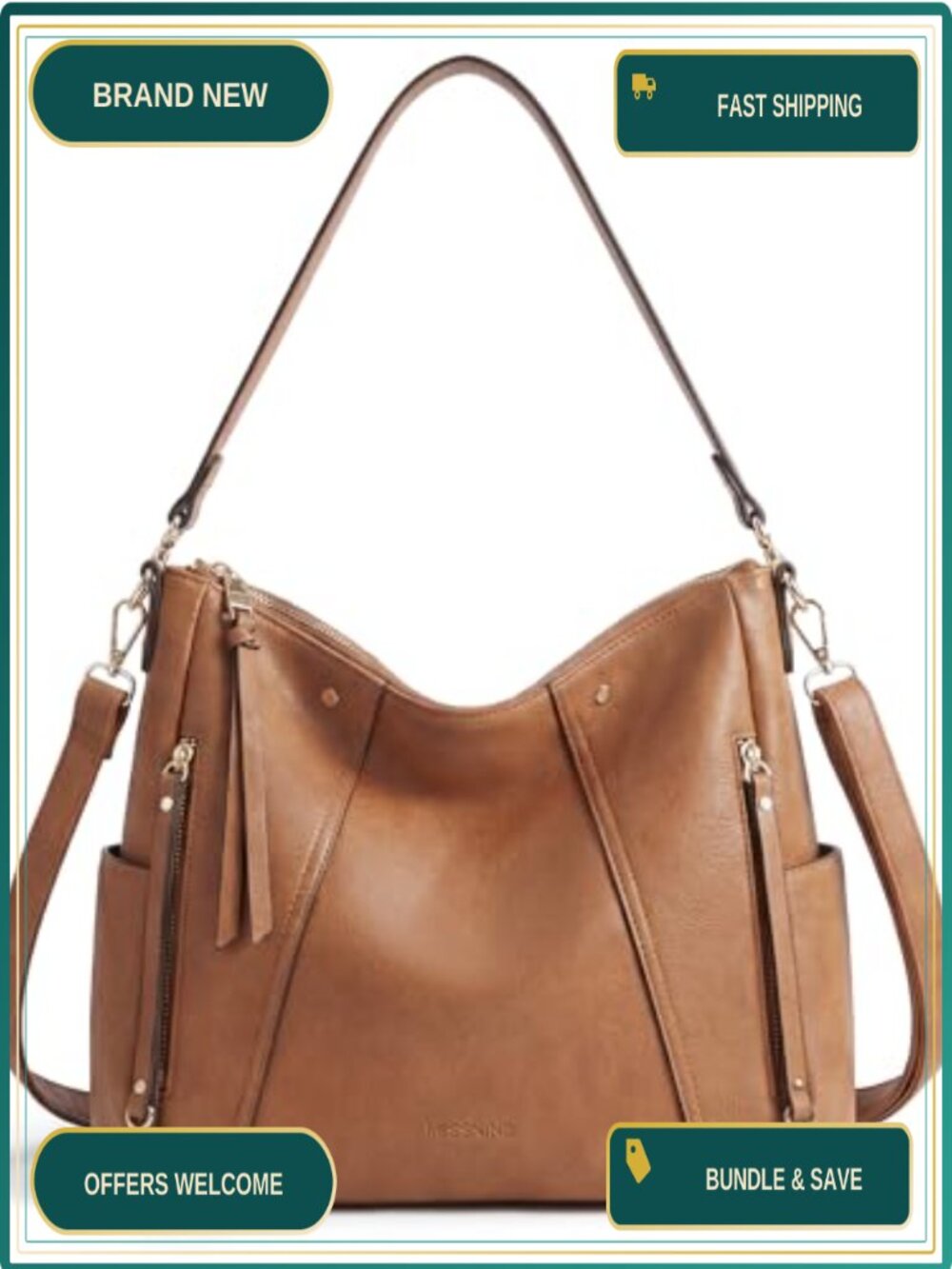 Leather Hobo Bag Crossbody Purse Shoulder Handbag with Pockets
